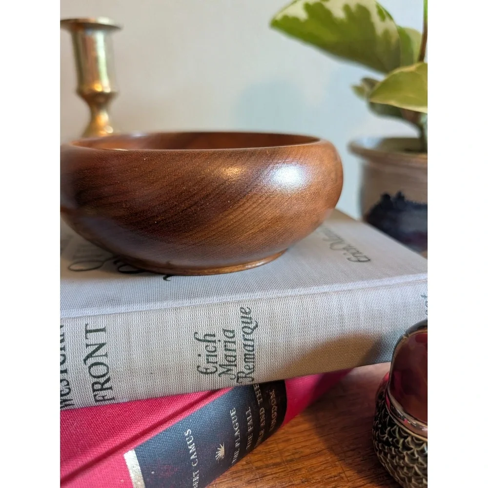 Vintage MCM Myrtlewood Wood Bowl Oregon Poem in Wood Duncan Crofters 5.5